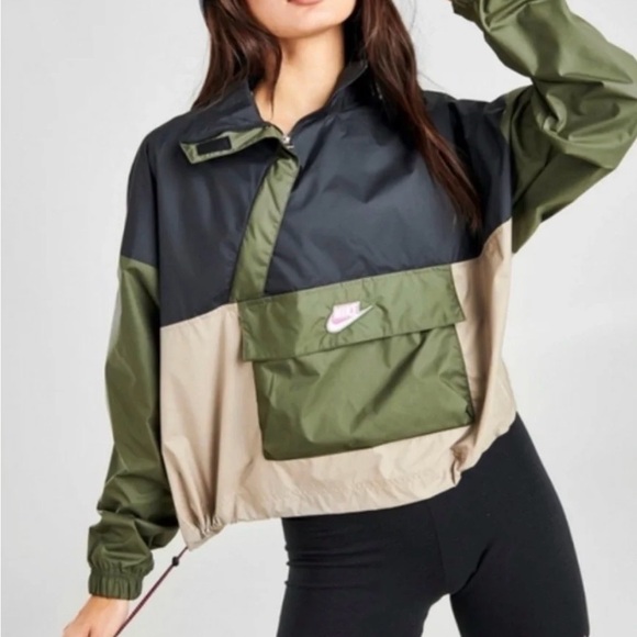 Nike Jackets & Blazers - Nike Colorblock Utility Jacket in Olive, Black & Cream